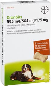 Dronbits 525 mg/504 mg/175 mg Prazikvantel, kombinationer, Tablett, 8 tablett(er)