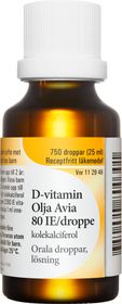 D-vitamin Olja Avia 80 IE/droppe Vitamin D och analoger, Orala droppar, lösning, 25 milliliter
