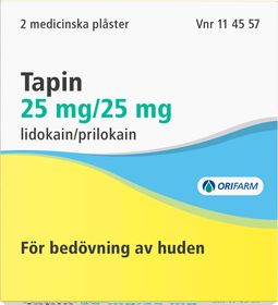 Tapin 25 mg/25 mg Kombinationer, Medicinskt plåster, 2 styck