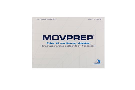 MOVPREP Pulver till oral lösning Makrogol, natriumsulfat, natriumklorid, kaliumklorid, askorbinsyra, natriumaskorbat 1 styck