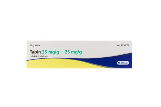 Tapin Kräm 25 mg/g + 25 mg/g Lidokain + prilokain 30 gram