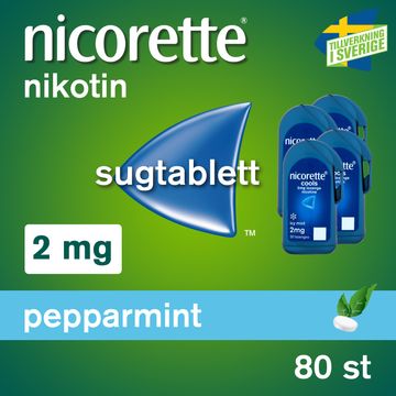 Nicorette Pepparmint 2 mg Komprimerad sugtablett med nikotin, 4x20 st