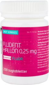 Fludent Hallon 0,25 mg Natriumfluorid, Sugtablett, 200 styck