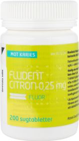 Fludent Citron 0,25 mg Natriumfluorid, Sugtablett, 200 styck