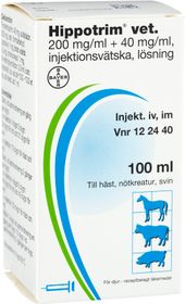 Hippotrim vet. Injektionsvätska, lösning 200 mg/ml + 40 mg/ml 100 milliliter