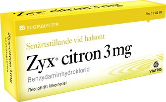 Zyx citron 3 mg Bensydamin, Sugtablett, 2 x 10 tablett(er)