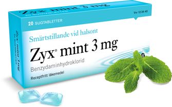 Zyx mint 3 mg Bensydamin, Sugtablett, 2 x 10 tablett(er)
