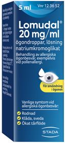 Lomudal 20 mg/ml Natriumkromoglikat, Ögondroppar, lösning, 5 milliliter