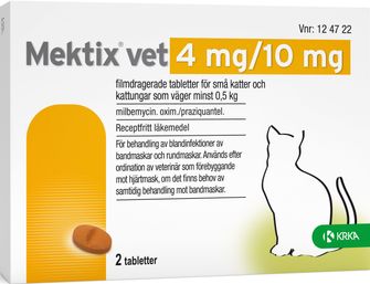 Mektix vet 4 mg/10 mg Milbemycinoxim, kombinationer, Filmdragerad tablett, 2 tablett(er)