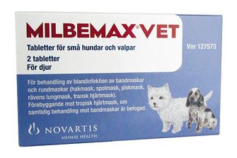 Milbemax vet. 2,5 mg/25 mg Milbemycinoxim, kombinationer, Tablett, 2 styck