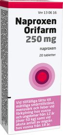 Naproxen Orifarm 250 mg Naproxen, Tablett, 20 tablett(er)