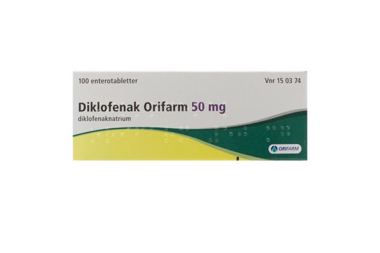 Diklofenak Orifarm Enterotablett 50 mg Diklofenak 100 styck