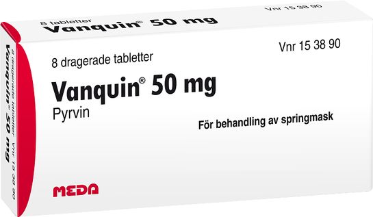Vanquin 50 mg Pyrvin, dragerad tablett, 8 st Vanquin 50 mg Pyrvin, dragerad tablett, 8 st