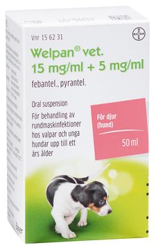 Welpan vet. 5 mg/ml+15 mg/ml Febantel/Pyrantel, oral suspension, 50 ml