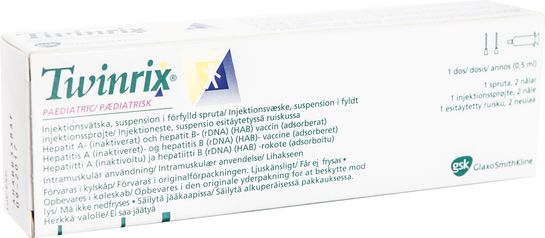 Twinrix Paediatric Injektionsvätska, suspension Vaccin mot hepatit A + hepatit B 0,5 milliliter