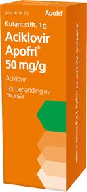 Herpzyl 50 mg/g Aciklovir, Kutant stift, 3 gram