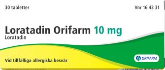 Loratadin Orifarm 10 mg Loratadin, Tablett, 30 tablett(er)