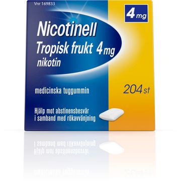 Nicotinell Tropisk frukt 4 mg Nikotin, medicinskt tuggummi, 204 st