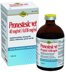 Pronestesic vet 40 mg/ml + 0,036 mg/ml Prokain, kombinationer, Injektionsvätska, lösning, 100 milliliter