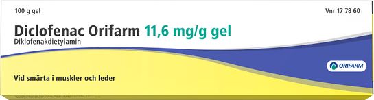 Diclofenac Orifarm Gel 11,6 mg/g Diklofenak 100 gram Diclofenac Orifarm Gel 11,6 mg/g Diklofenak 100 gram