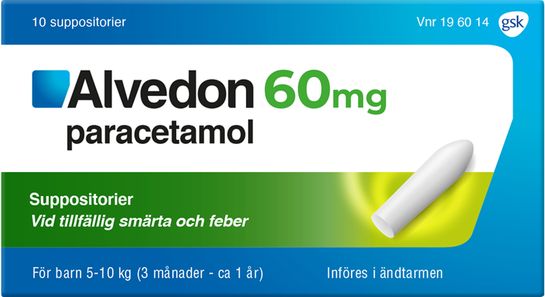 Alvedon 60 mg Paracetamol, suppositorium, 10 st