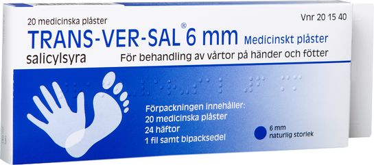 Trans-Ver-Sal 6 mm Medicinsk Plåster Salicylsyra, plåster, 20 st