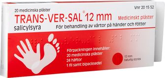 Trans-Ver-Sal 12 mm 15 % Vårtmedel, Medicinskt plåster, 20 styck