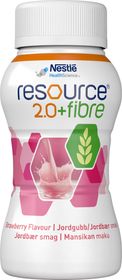Resource 2,0 + fibre drickfärdigt, komplett kosttillägg jordgubb, 4 x 200 milliliter