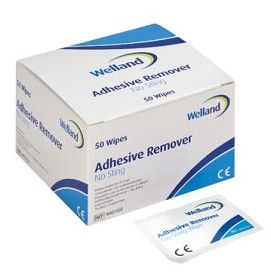 Axotan Welland Adhesive Remover lösningsmedel för häftor No Sting våtservetter, 50 styck