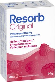 Resorb Original Hallon Vätskeersättning 20 brustabletter 90 g