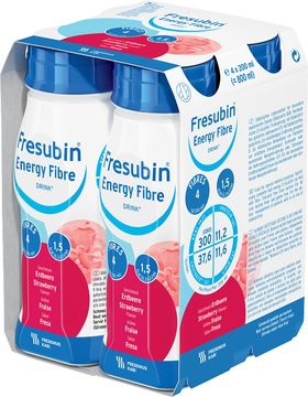 Fresubin energy fibre DRINK drickfärdigt kosttillägg, jordgubb 4 x 200 milliliter