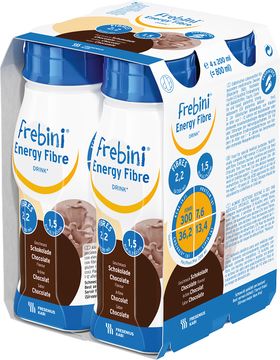 Frebini energy fibre DRINK komplett drickfärdigt kosttillägg, choklad 4 x 200 milliliter