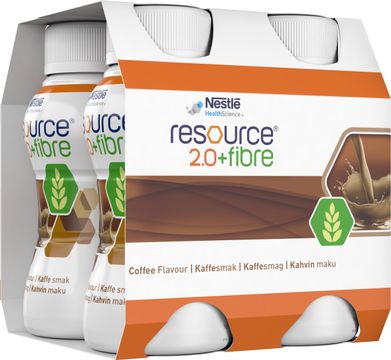 Resource 2,0 + fibre drickfärdigt, komplett kosttillägg, kaffe 4 x 200 milliliter
