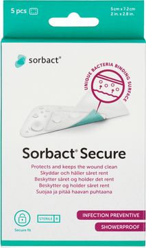 Sorbact Secure bakteriebindande plåster Plåster, 5x7,2 cm, 5 st