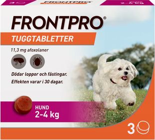 Frontpro för hund 2-4 kg 11 mg Afoxolaner, Tuggtablett, 3 tablett(er)