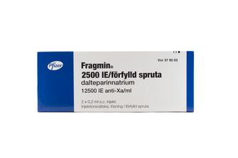Fragmin 2500 IE Dalteparin, Injektionsvätska, lösning i förfylld spruta, 2 x 0.2 milliliter