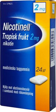 Nicotinell Tropisk frukt 2 mg Medicinskt nikotintuggummi, 24 st