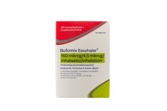 Bufomix Easyhaler Inhalationspulver 160 mikrogram/4,5 mikrogram/inhalation Budesonid + formoterol 120 dos(er)