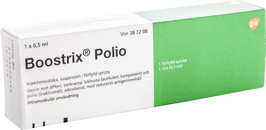 Boostrix Polio Injektionsvätska, suspension, förfylld spruta 0,5 milliliter