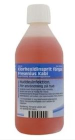 Klorhexidinsprit färgad Fresenius Kabi Kutan lösning 5 mg/ml Klorhexidin, 1000 ml