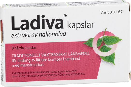 Ladiva 226 mg Hallonbladsextrakt, kapsel, hård, 8 st Ladiva 226 mg Hallonbladsextrakt, kapsel, hård, 8 st