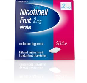 Nicotinell Fruit 2 mg Nikotin, Medicinskt tuggummi, 204 styck