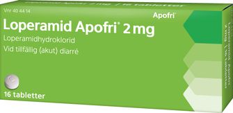 Loperamid Apofri 2 mg Loperamid, Tablett, 16 tablett(er)