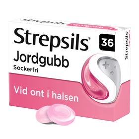 Strepsils Jordgubb 2,4-Diklorobensylalkohol, Sugtablett, 36 tablett(er)