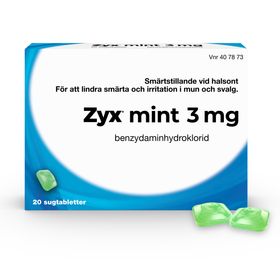Zyx mint 3 mg Bensydamin, Sugtablett, 20 tablett(er)