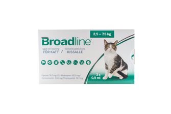 BROADLINE för katter 2,5-7,5 kg Eprinomektin, kombinationer, Spot-on, lösning, 3 x 0.9 milliliter