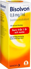 Bisolvon 0,8 mg/ml Bromhexin, Oral lösning, 125 milliliter