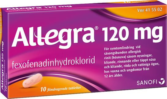 Allegra 120 mg Fexofenadin, filmdragerad tablett, 10 st