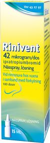 Rinivent 42 mikrogram/dos Ipratropiumbromid, Nässpray, lösning, 180 dos(er)
