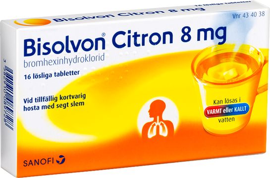 Bisolvon Citron Löslig tablett 8 mg 16 tablett(er)